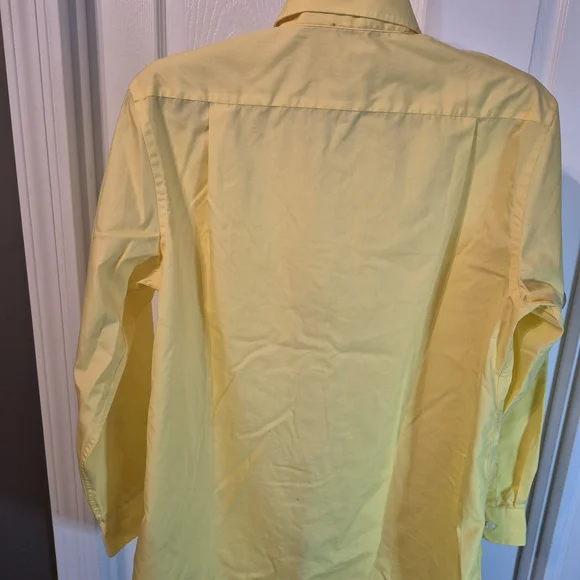 Bright Croft & Barrow Yellow Men's Button-Down Shirt | Classic Fit | Size 16 Nec - Picture 5 of 11